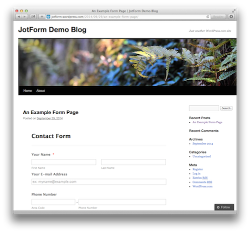 jotform in wordpress